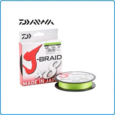 Afbeelding van Daiwa J Braid 8 0,20 mm, 13,0 kg/29,0 lbs, 300 m Chartreuse, rond gevlochten vislijn