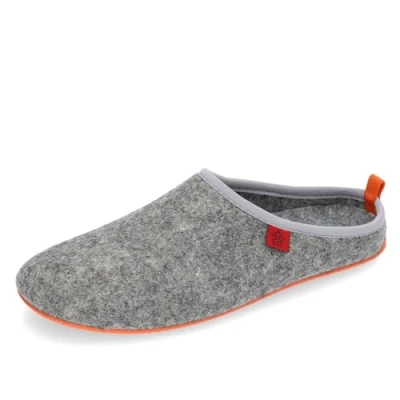 Afbeelding van Andrés Machado Sloffen Jongens/Meisjes DYNAMIC unisex pantoffels wol en vilt/uitneembare binnenzool Grijs/oranje, EU 47