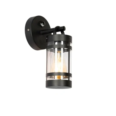 Afbeelding van QAZQA Buiten wandlamp zwart IP44 met bewegingssensor Ruben