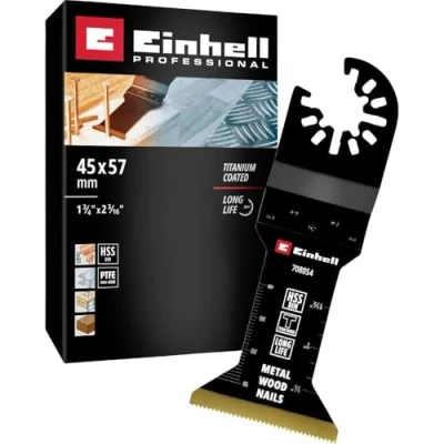 Afbeelding van Origineel Einhell Bimetaal invalzaagblad met titanium coating (45 mm breedte, 57 zaagdiepte, PTFE afwerking, metalen tanden, snel verwisselen)