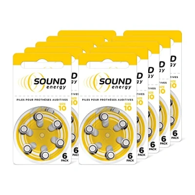 Afbeelding van Sound Energy hoortoestelbatterijen, maat 10, verpakking van 60 stuks exclusief Amazon