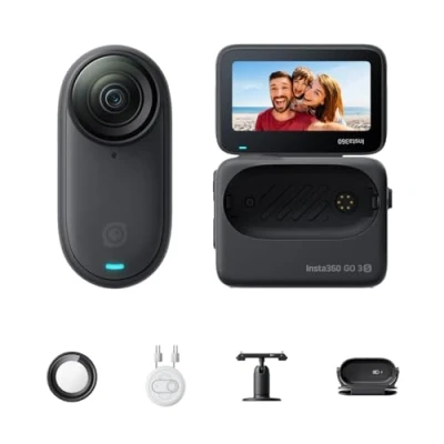 Afbeelding van Insta360 GO 3S 64 GB Draagbare 4K mini camera, handsfree POV&#039;s, overal te bevestigen, stabilisatie, 140 min batterij, 10 m waterdicht, AI bewerking, Apple Find My, zwart, voor vlogs, reizen, outdoor