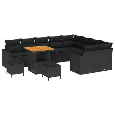 Afbeelding van vidaXL Tuinbank Set met kussen opslag 12 pcs Zwart 80 x 71 cm
