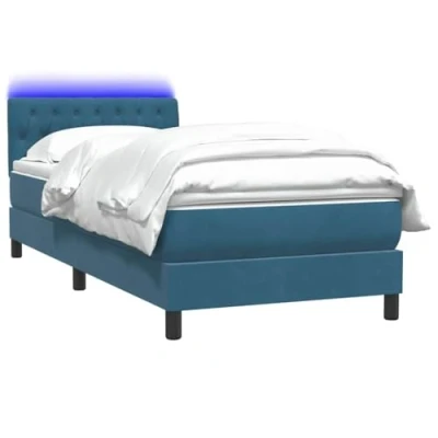 Afbeelding van vidaXL Boxspring met matras fluweel donkerblauw 80x220 cm