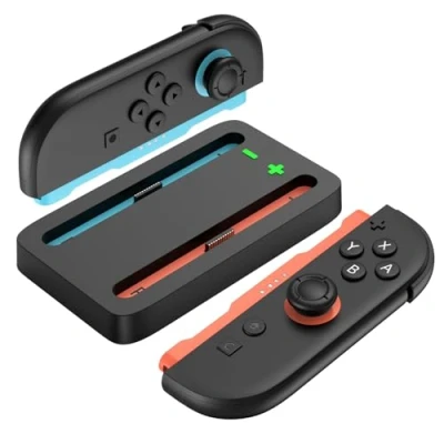 Afbeelding van Oplaadstation voor Nintendo Switch 2 van MMOBIEL Compacte Laadbasis Joy Con Controllers (Links + Rechts) met LED Laadstatus USB naar Type C Kabel Accessoires Opbergmogelijkheid NS2