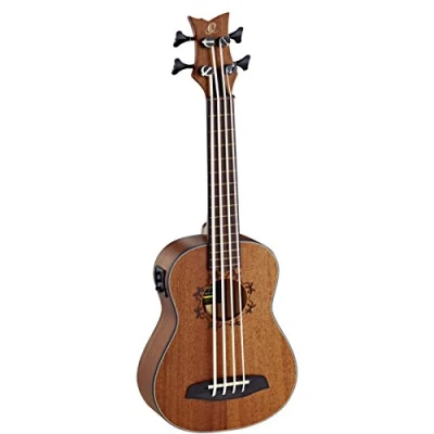 Afbeelding van Ortega LIZZY BSFL GB Lizard Series Short Scale Uke Bass Natural fretloze E/A bas ukelele met gigbag