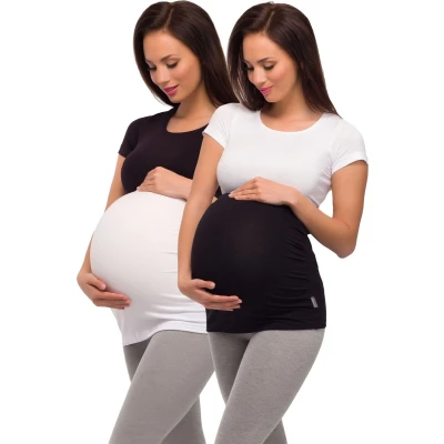 Afbeelding van BE Mammy Dames Zwangerschapsbuikband Zwanger Viscose 2Pack Band 04 Zwart/Wit M