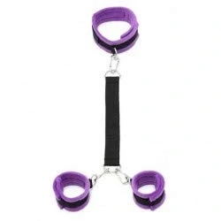 Afbeelding van Rimba Bondage Play Soft Collar naar Handboeien Set zwart/oaars