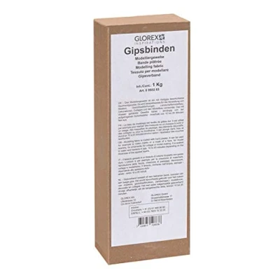 Afbeelding van GLOREX 6 9502 83 Gipsverband grootverpakking 1 kg, boetseerstof voor modelbouw, maskers, decoraties en de afdruk van babybuik