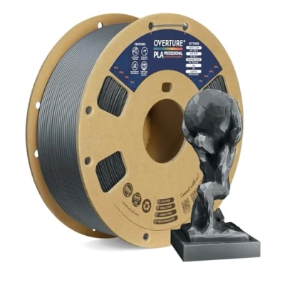 Afbeelding van OVERTURE PLA Plus filament 1,75 mm, professionele sterkte, 1 kg filament, maatnauwkeurigheid 99% waarschijnlijkheid +/ 0,03 voor 3D printers, grijs (Space Grey)