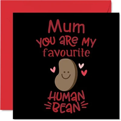 Afbeelding van Grappige Moederdag Kaarten voor Mama Favoriete Menselijke Bean Joke Happy Birthday Card van Dochter Zoon, Moeder Verjaardagscadeaus, 145mm x Wenskaarten Mam Mammy