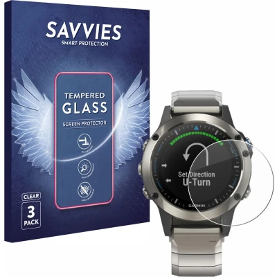 Afbeelding van Savvies Glas Screenprotector voor Garmin quatix 5 Gehard Beschermglas 9H (3 Stuks)