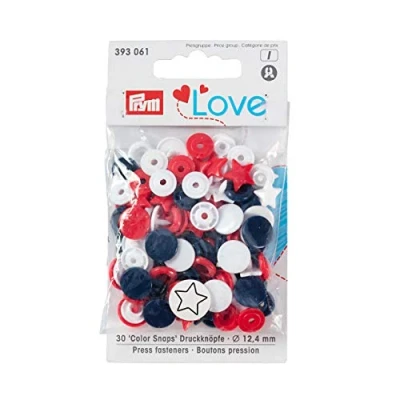 Afbeelding van prym love drukknopen ster rood blauw wit