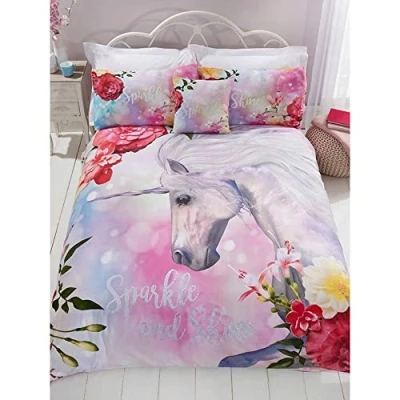 Afbeelding van Sparkle And Shine Eenhoorn beddengoedset, dekbedovertrek en kussensloop, polyester katoen, meerkleurig, eenpersoonsbed
