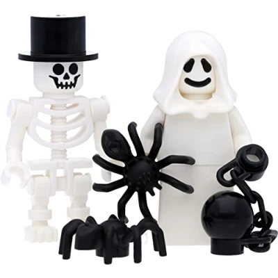 Afbeelding van LEGO Minifiguren geest/spook en skelet met accessoires