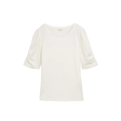 Afbeelding van TOM Tailor Tshirt MIT RAFFÄRMELN basic, Dames, Maat: XS, Whisper white