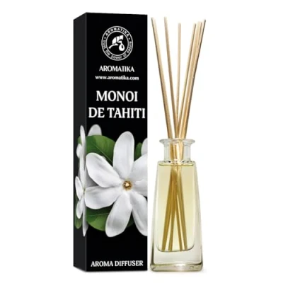 Afbeelding van Aroma Diffuser Monoi de Tahiti 100ml met 8 Rotanstokjes Zonder Alcohol Beste Luchtverfrisser voor Thuis Kantoor Spa Aromatherapie
