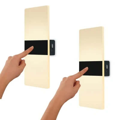 Afbeelding van VOMI Wandlamp Oplaadbare Batterij Binnen, LED Wandverlichting Touch Control 3 Helderheid, Draadloze Bedlampjes Draagbare Magnetische Bevestiging, Warm Licht 3000K