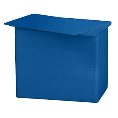 Afbeelding van 100 x Plastic kaarten blauw blanco in EC kaartformaat voor identiteitskaarten betaalkaarten en bankkaarten gezondheidskaarten