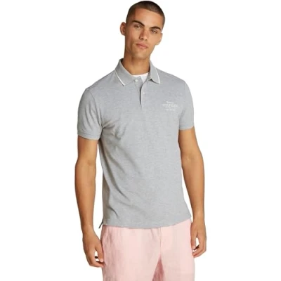 Afbeelding van Tommy Hilfiger S/S Polo voor heren, lichtgrijs Melange, M