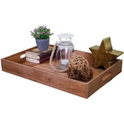 Afbeelding van Serveerdienblad afmetingen 60x40x8cm houten dienblad ontbijttablet bardienblad (bruin)