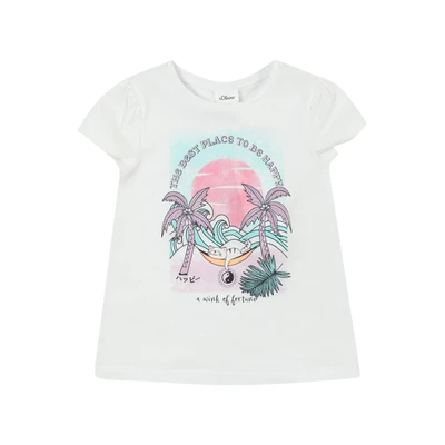 Afbeelding van s.Oliver MIT Glitzer UND PUFFÄRMELN Tshirt print voor kinderen, Maat: 92/98, Weiß