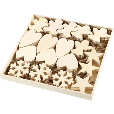Afbeelding van Ornamenten, afm 9 11 cm, dikte 4 mm, 90 stuks, triplex