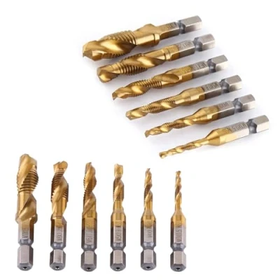 Afbeelding van 6 stks HSS Countersink Tap Boor Set Metrisch Draad Houder Gecoat 1/4&quot; Thread Snijgereedschap Combinatie Hex Schacht voor M3 M10