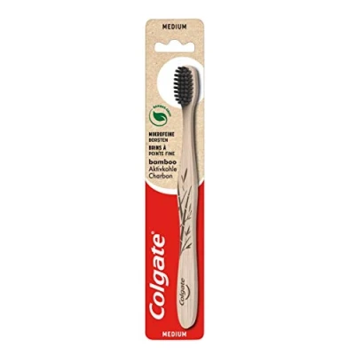 Afbeelding van Colgate Bamboo Kids Tandenborstel, medium, 1 stuk handtandenborstel voor kinderen vanaf 6 jaar, met middelharde borstelharen