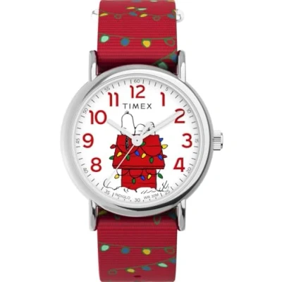 Afbeelding van Timex Peanuts Weekender TW2W80800 Horloge Textiel Rood Ø 38 mm