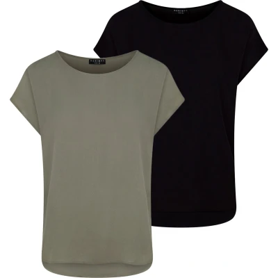 Afbeelding van DENIMFY Dames Blouse DFJule 2er bequem Veelkleurig XL Ronde Hals Volwassenen
