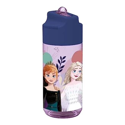 Afbeelding van p:os 35445 Frozen The Ice Queen 2 Drinkfles voor kinderen, waterfles met geïntegreerd rietje, inhoud ca. 430 ml, lekvrij, school, sport en vrije tijd