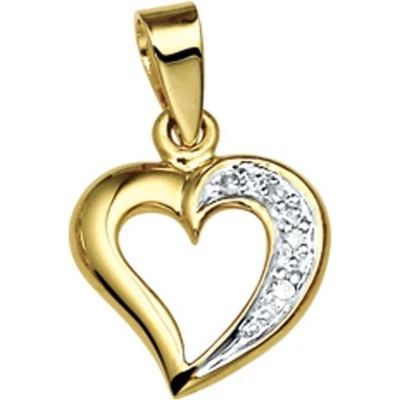 Afbeelding van Bicolor gouden hart met diamant