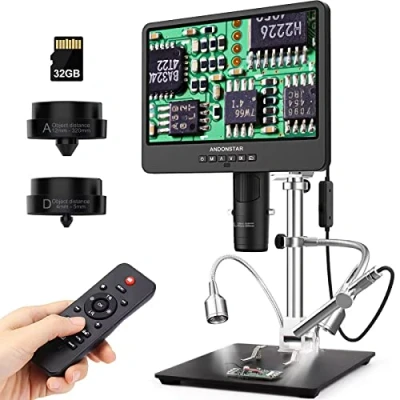 Afbeelding van Andonstar AD249S M 3 Lens HDMI Digitale Microscoop 2000x met endoscoop, 2160P UHD Video Record 10.1 Inch LCD Microscoop, Solderen Elektronische Coin Biologische Windows