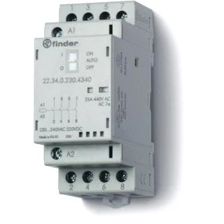 Afbeelding van Finder magneetschakelaar 35 mm 2m 2v 25a 250vac spoel 230 vac dc contact agsno2 mech indicatie on auto off schakelaar en led 22 34 0 4640