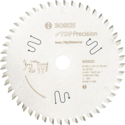 Afbeelding van Bosch Accessoires Cirkelzaagblad Top Precision Best for Multi Material 165 x 20 1,8 mm, 48 1st 2608642388
