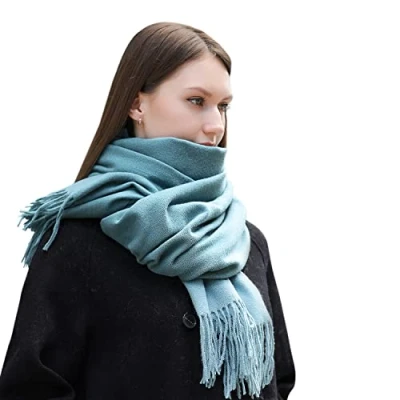 Afbeelding van MASADA Dames Winter Sjaal warme en zachte XXL 200 x 70 cm Oceaanblauw