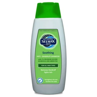 Afbeelding van SELMAX KALMERENDE ANTI ROOS Shampoo met 1% Selenium Sulfide, BISABOLOL en Thee Extract DUAL ACTION voor ELK Haartype MAN VROUW 200ML