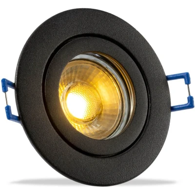 Afbeelding van IP44 LED Inbouwspot Neveah badkamer of buiten Ronde spot Zwart Extra Warm Wit 2700K 5 Watt Philips