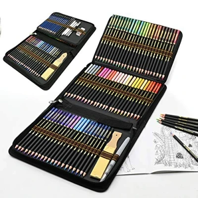 Afbeelding van Kleurpotloden in 96 delige set, voor volwassenen en kinderen, professionele set kunstenaars, ideaal creatief tekenen aquarel