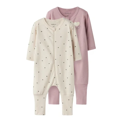 Afbeelding van NAME IT NBFNIGHTSUIT 2P ZIP FF HEART NOOS Baby Pyjamas