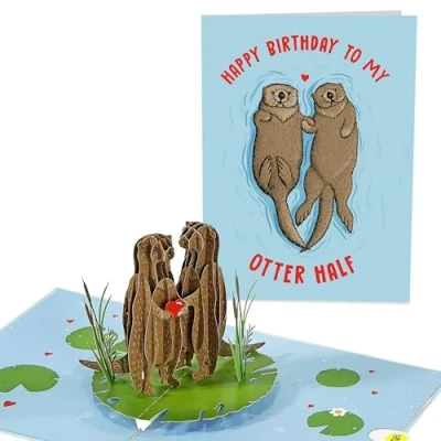 Afbeelding van Central 23 3D verjaardagskaart voor vrouw Happy Birthday My Otter Half pop up verjaardagskaarten mannen vrouwen kaart echtgenoot vriend vriendin partner