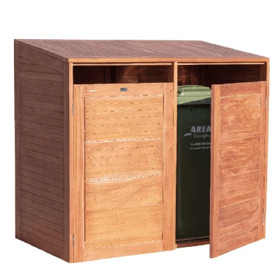 Afbeelding van Kliko ombouw containerberging dubbel hardhout 150x75x135cm