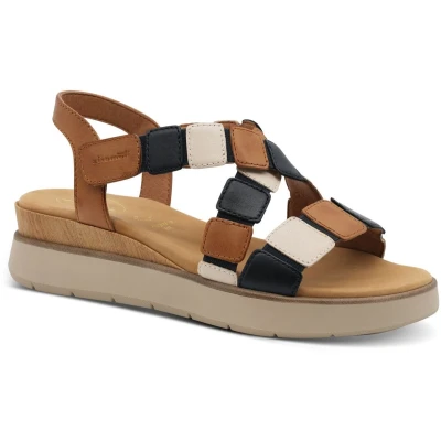 Afbeelding van TAMARIS Comfort Platte damessandalen, Cognac comb, 41 EU, Kam, EU
