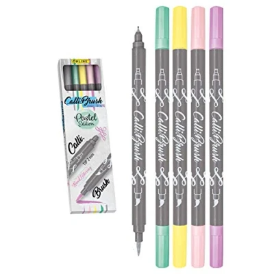 Afbeelding van ONLINE Schreibgeräte Calli markeerstift 5 stuk(s) Grijs, Lichtgroen, Roze, Paars, Geel Borstelpunt