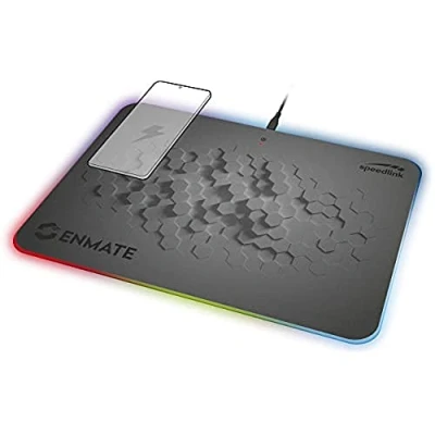 Afbeelding van Speedlink ENMATE RGB oplaadmuismat gamingmuismat met inductielaadfunctie grijs