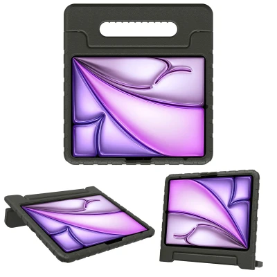 Afbeelding van iPad Air 13 inch (2024) M2 Hoes: imoshion Kidsproof Backcover met handvat Shockproof/Valbescherming Backcover,Softcase Zwart Siliconen En TPU