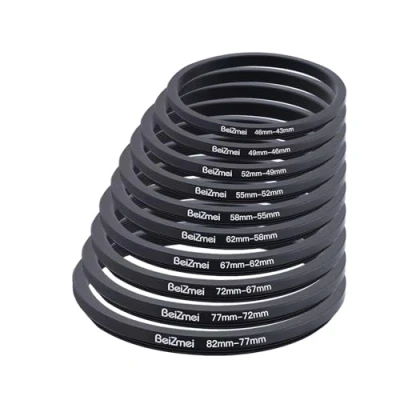 Afbeelding van 10 stuks cameralens, filterring, camera step down ring, compatibel met 82 mm 77/77 72/72 67/67 62/62 58/58 55/55 52/52 49/49 46/46 43. CNC productie