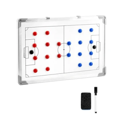 Afbeelding van QWORK® voetbaltactiekbord, voetbaltrainersmap, inclusief accessoires, 45 x 30 cm