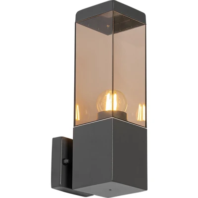 Afbeelding van QAZQA Moderne buiten wandlamp donkergrijs met smoke Malios
